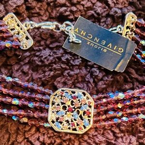 Vintage Givenchy Bijoux multi-strand Beaded Necklace with a Crystal-Stud Clasp